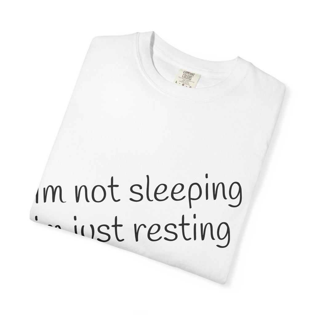 T-Shirt — "I'm Not Sleeping, I'm Just Resting My Eyes" Graphic Tee with Realistic Eyes Back Print