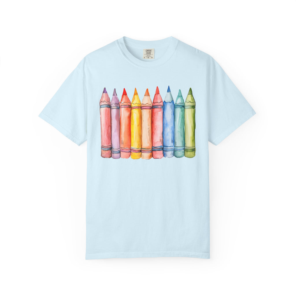 Watercolor Crayon T-Shirt — Colorful Kids Art Tee