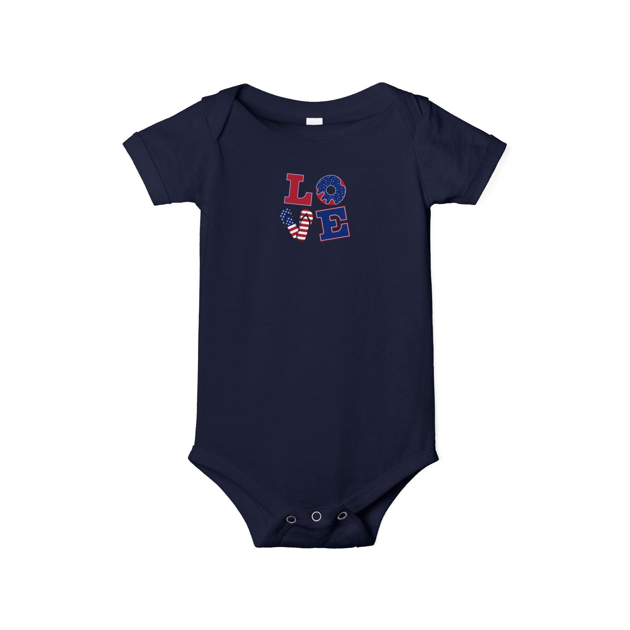 Infant Onesie - "LOVE" Patriotic Heart Baby Bodysuit
