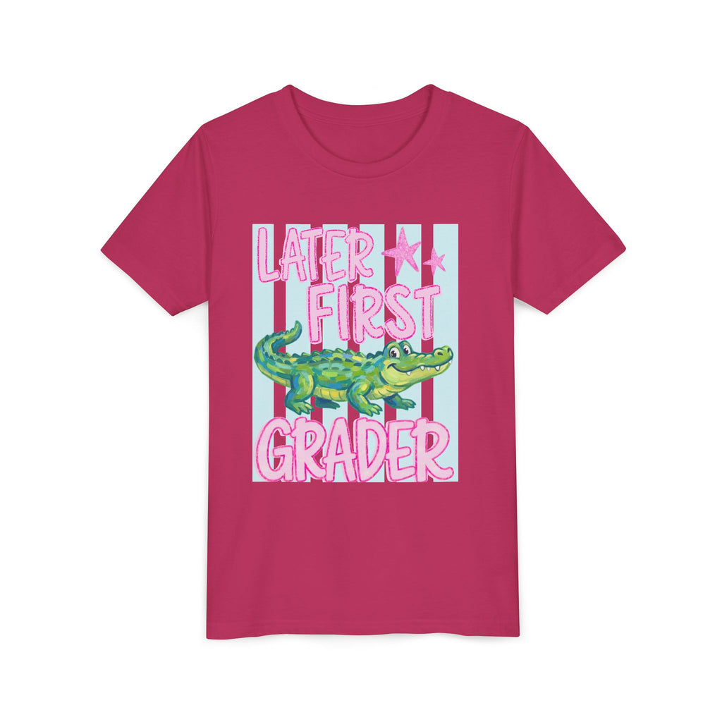 Later First Grader Alligator Youth Tee - Cute Back to School Shirt for Kids