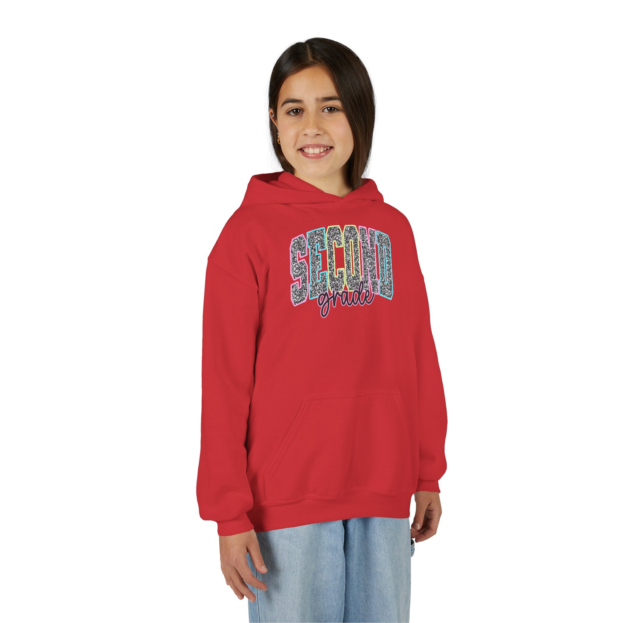 Second Grade Hoodie — Girls' Glitter School Sweatshirt