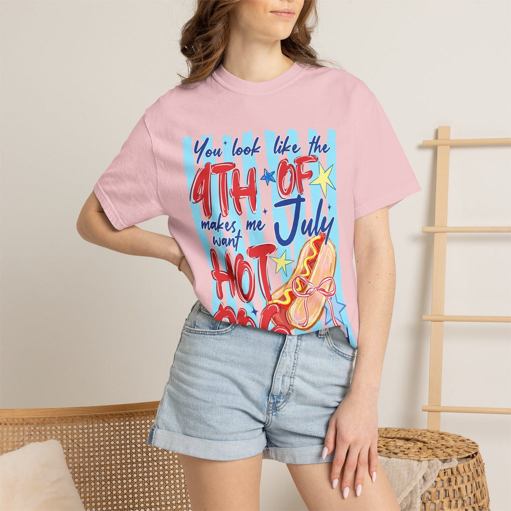4th of July Hot Dog Graphic T-Shirt