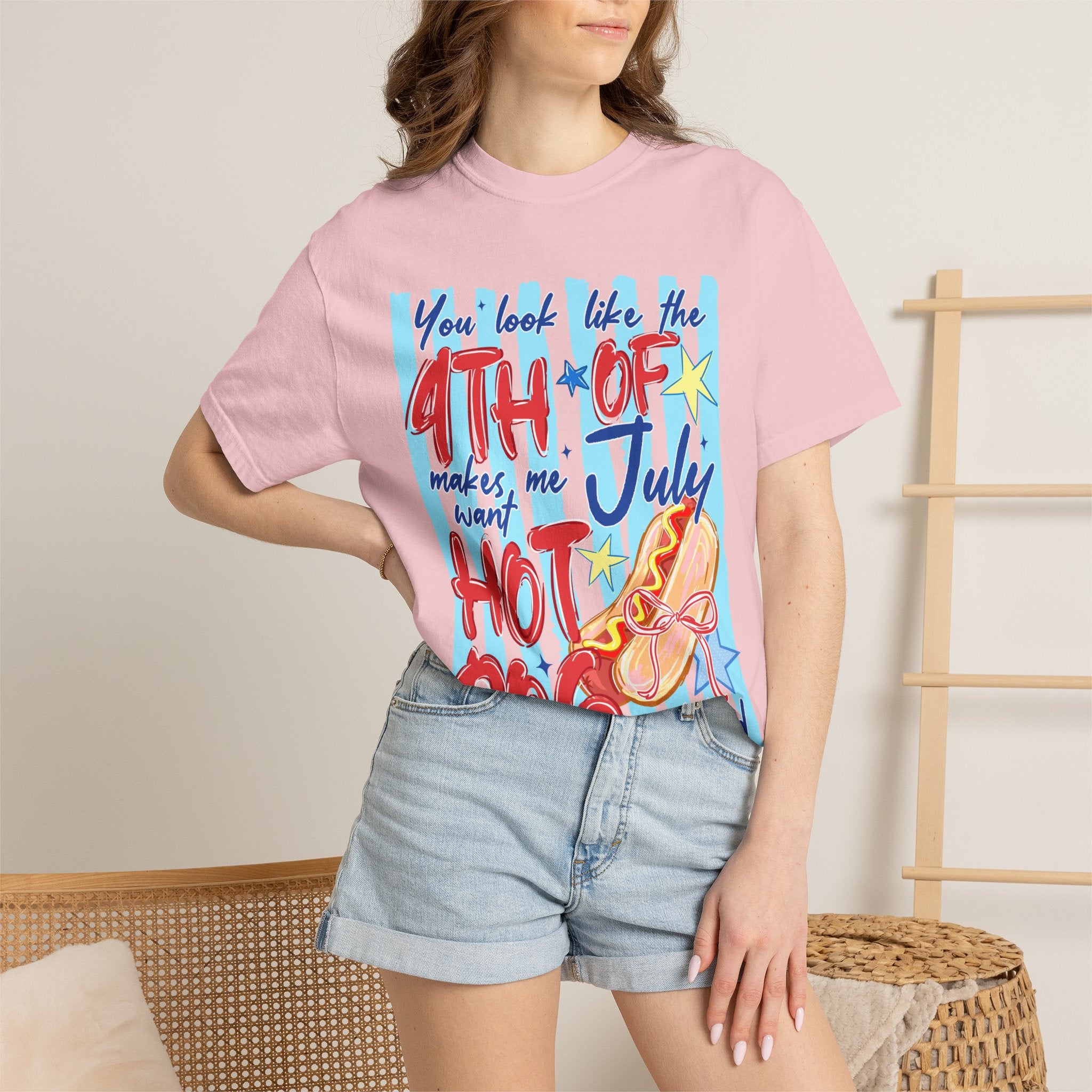 4th of July Hot Dog Graphic T-Shirt