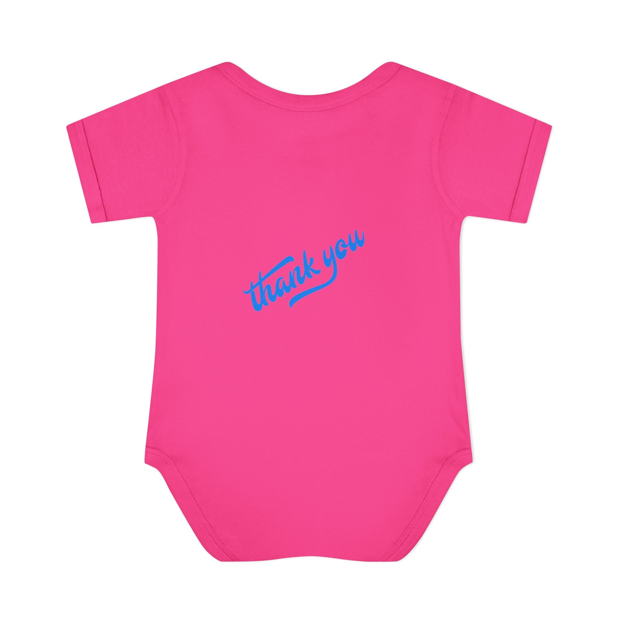 Infant Bodysuit — "Hey Baby Here, Watch Your Language" Cute Newborn Onesie (Back ‘Thank You’)