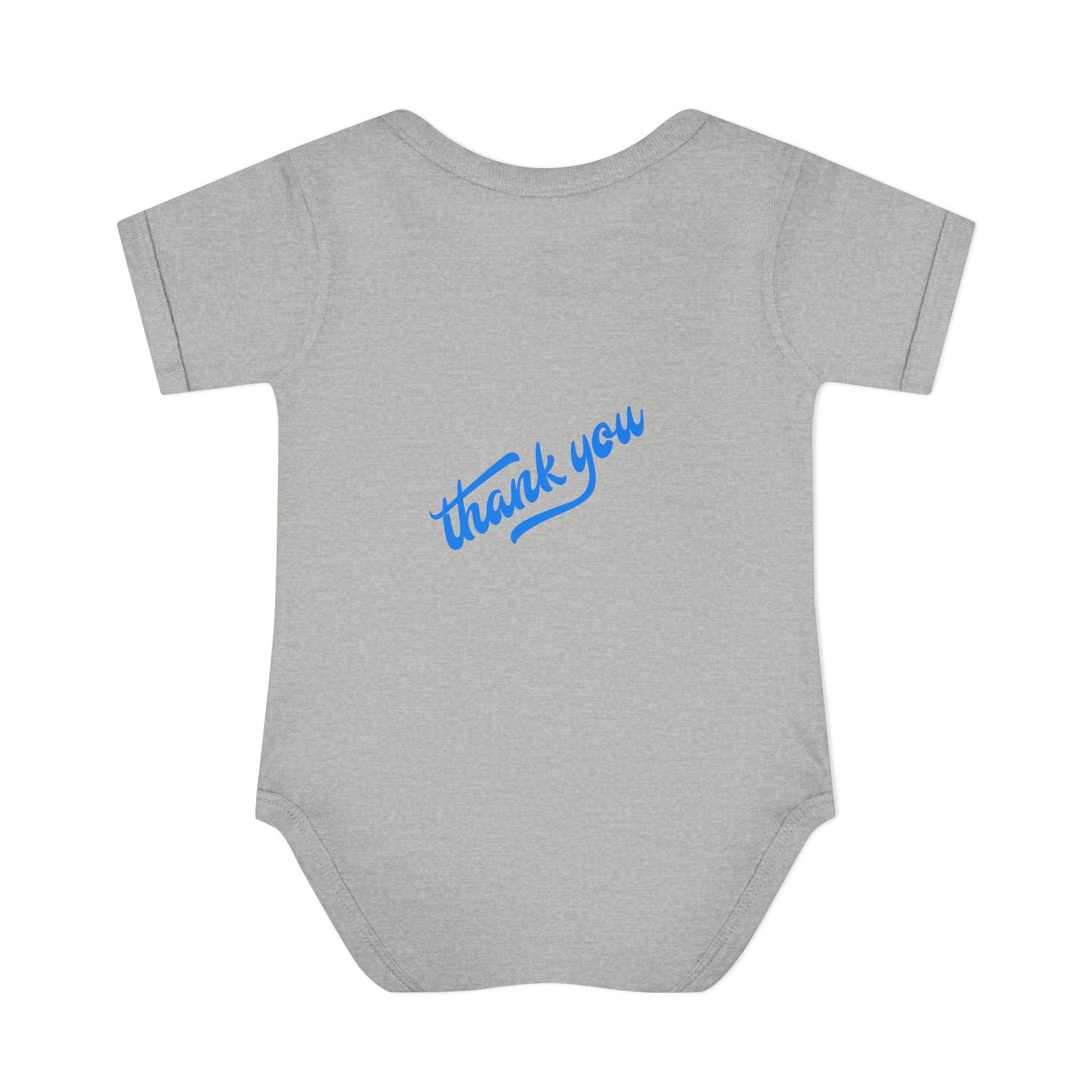 Infant Bodysuit — "Hey Baby Here, Watch Your Language" Cute Newborn Onesie (Back ‘Thank You’)