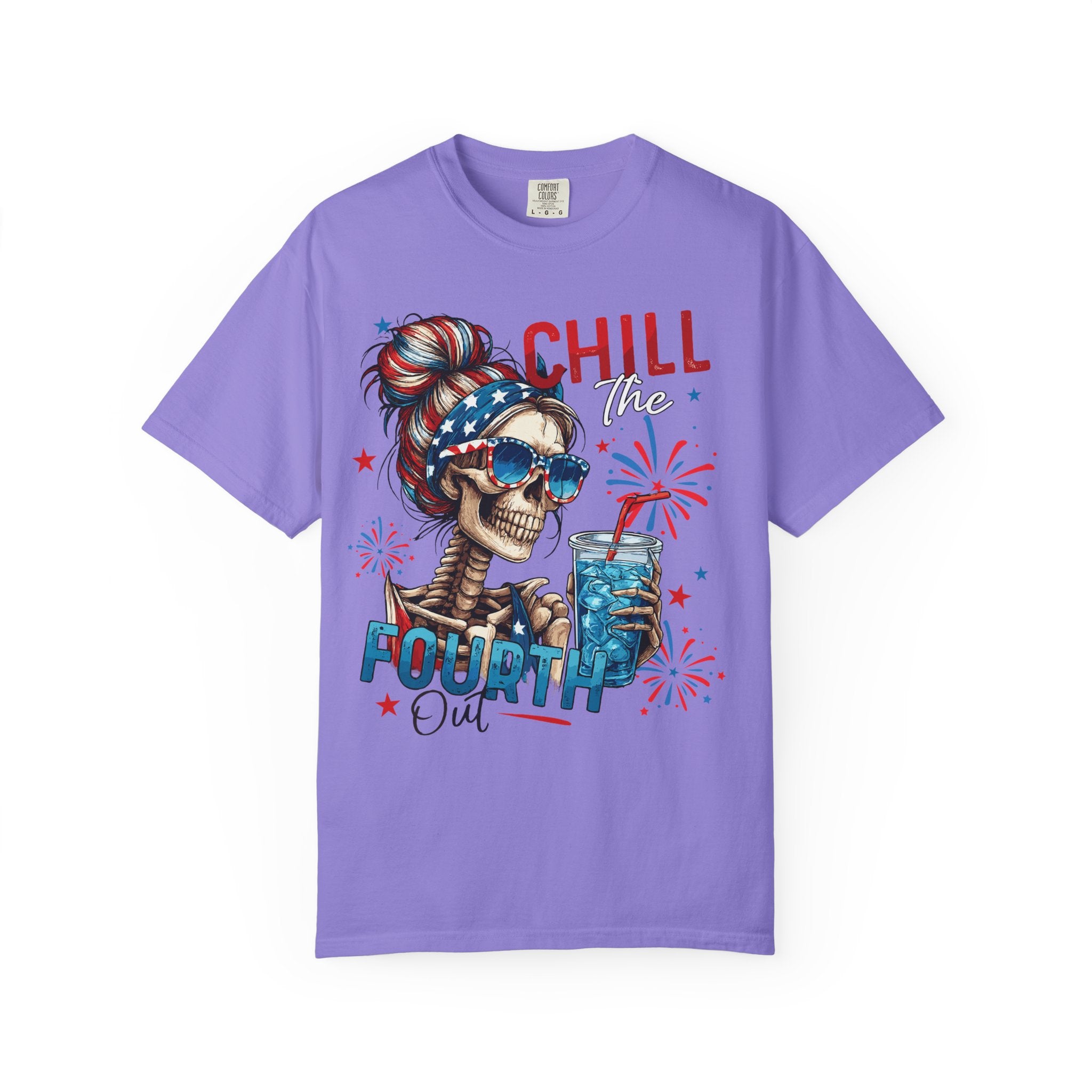 Fourth of July Skull T-Shirt — "Chill the Fourth Out" Patriotic Graphic Tee
