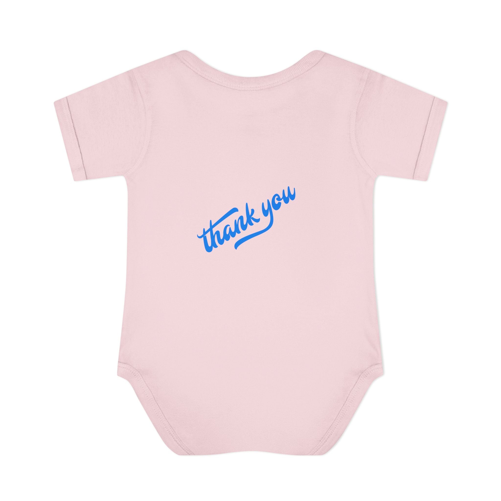 Infant Bodysuit — "Hey Baby Here, Watch Your Language" Cute Newborn Onesie (Back ‘Thank You’)