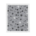 Velveteen Plush Blanket — Cozy Gray Paw Print Pet Throw