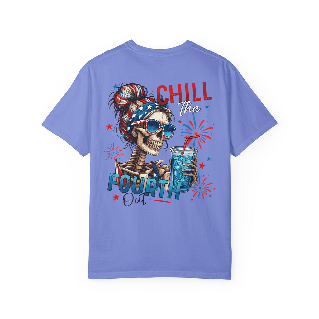 Fourth of July Skull T-Shirt — "Chill the Fourth Out" Patriotic Skeleton Tee