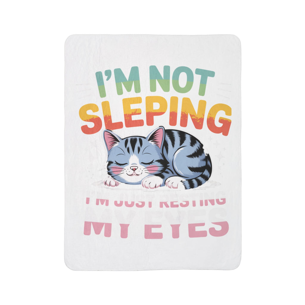 Cozy Cat Sherpa Blanket - "I'm Not Sleeping, I'm Just Resting My Eyes" Plush Throw