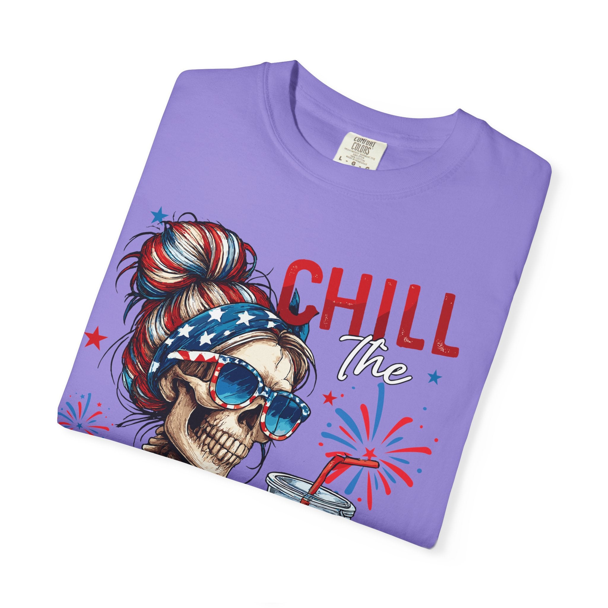 Fourth of July Skull T-Shirt — "Chill the Fourth Out" Patriotic Graphic Tee