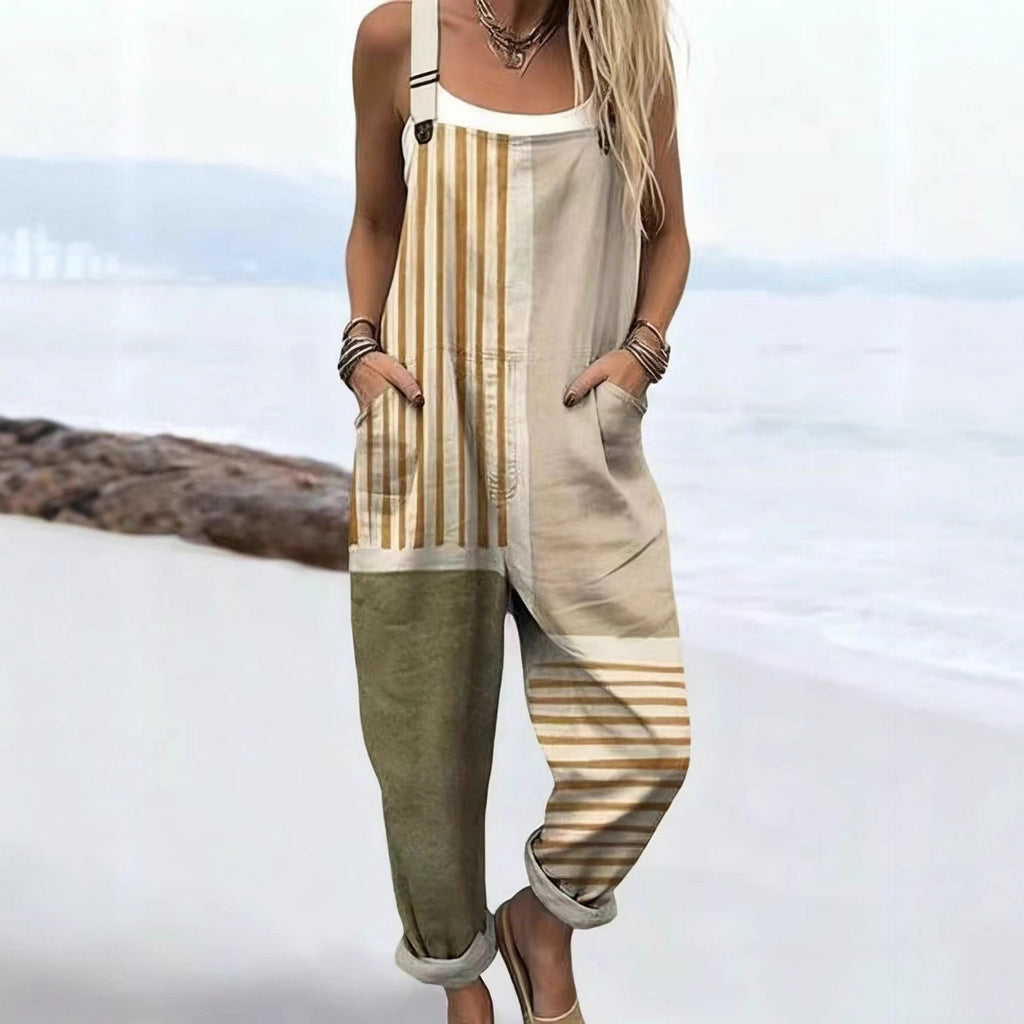 Printed Button Suspenders Casual Pants Suspenders