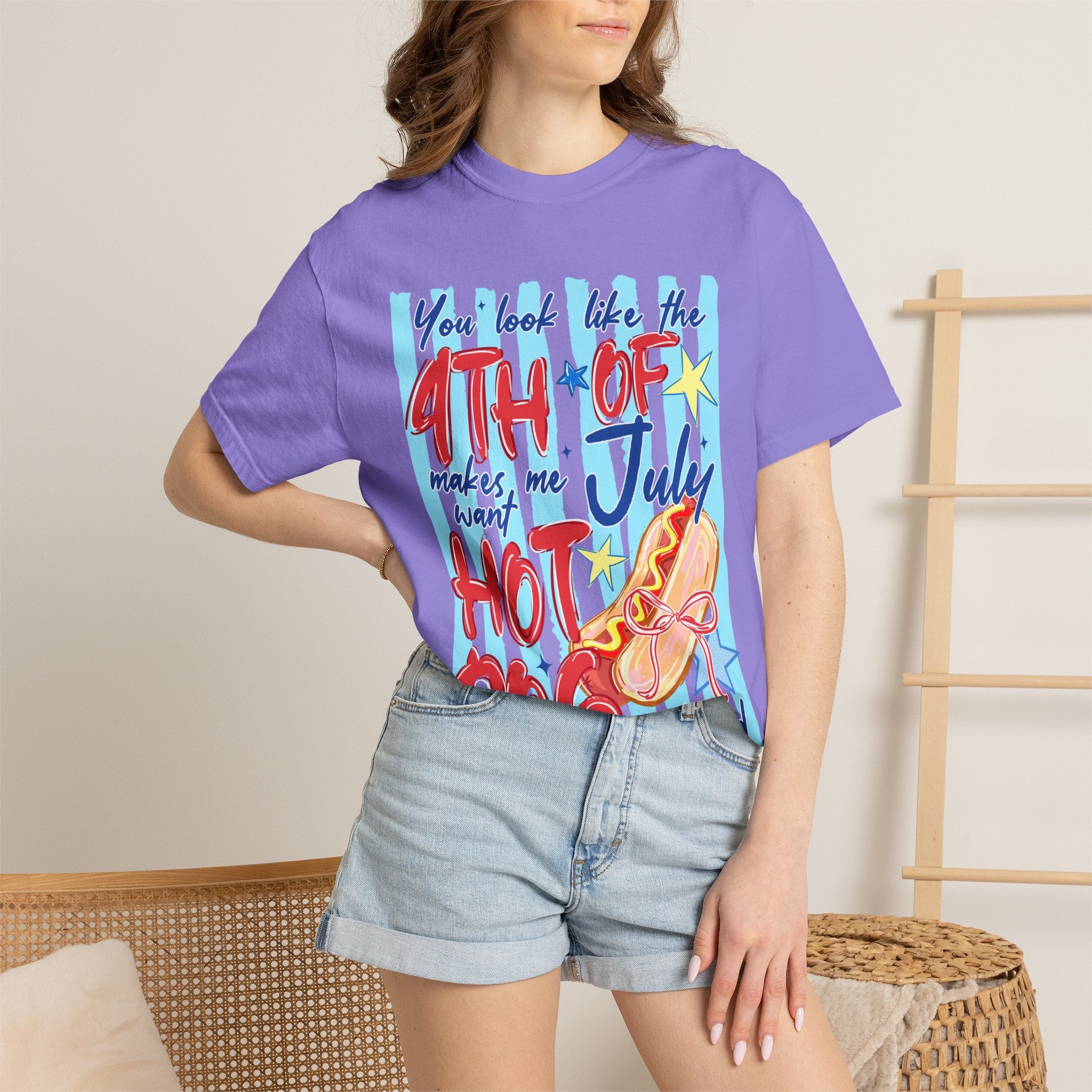 4th of July Hot Dog Graphic T-Shirt