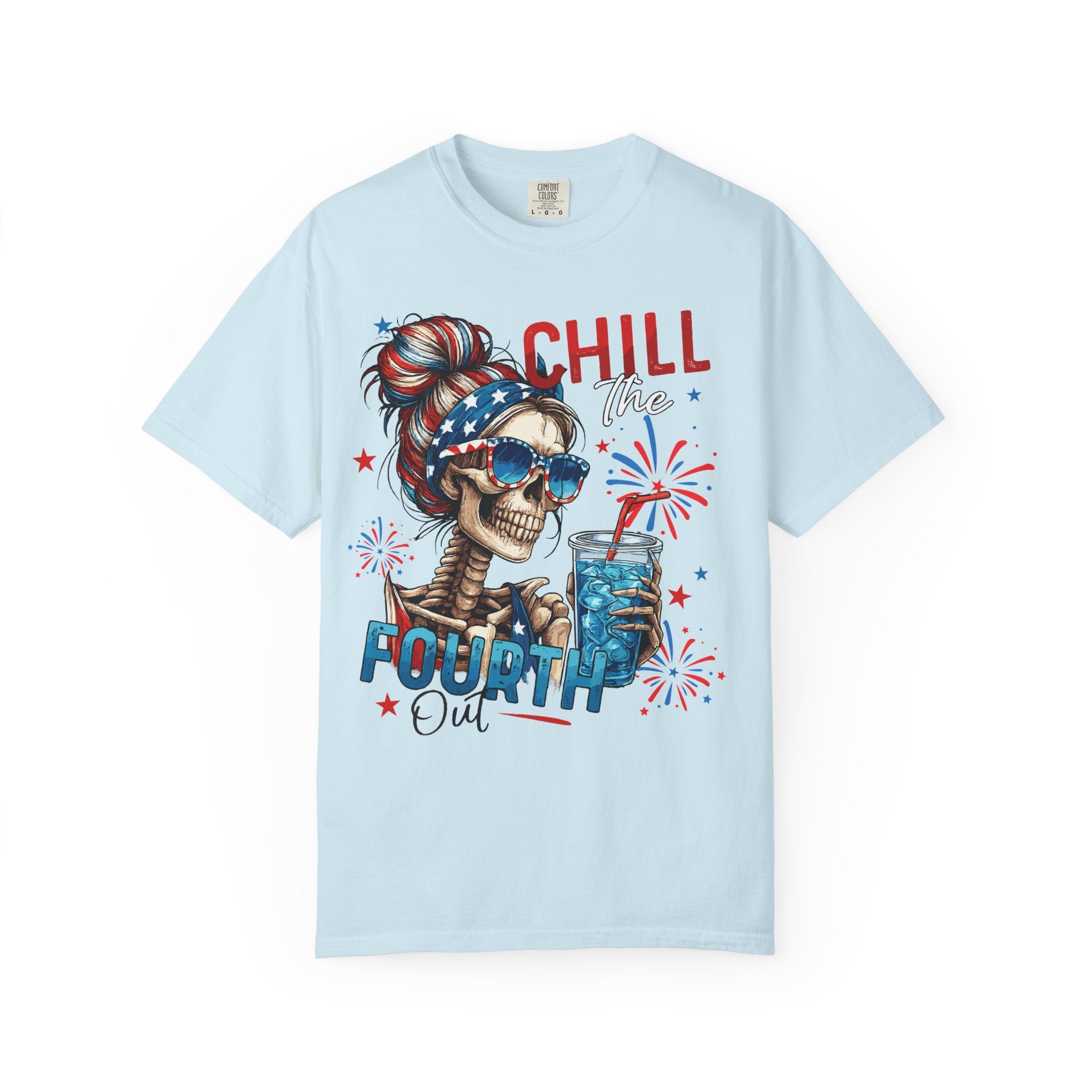 Fourth of July Skull T-Shirt — "Chill the Fourth Out" Patriotic Graphic Tee