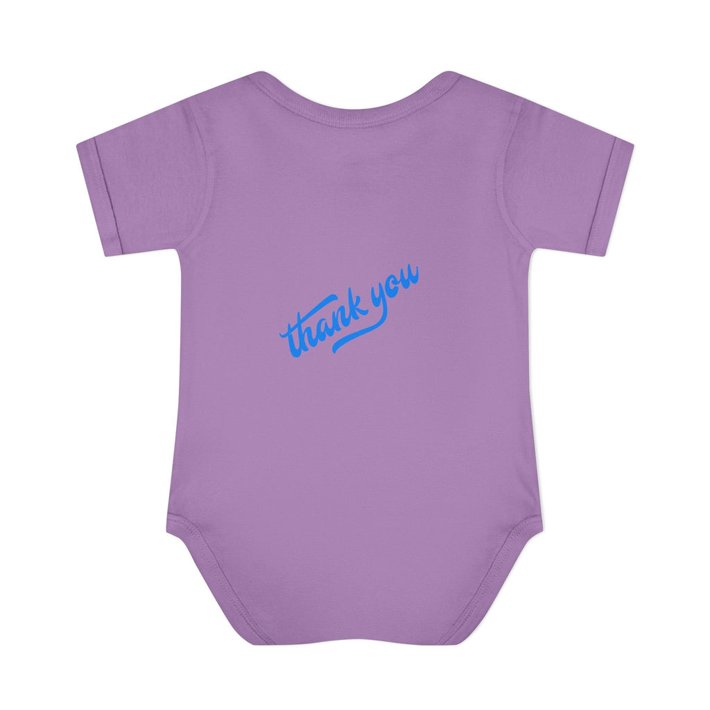 Infant Bodysuit — "Hey Baby Here, Watch Your Language" Cute Newborn Onesie (Back ‘Thank You’)