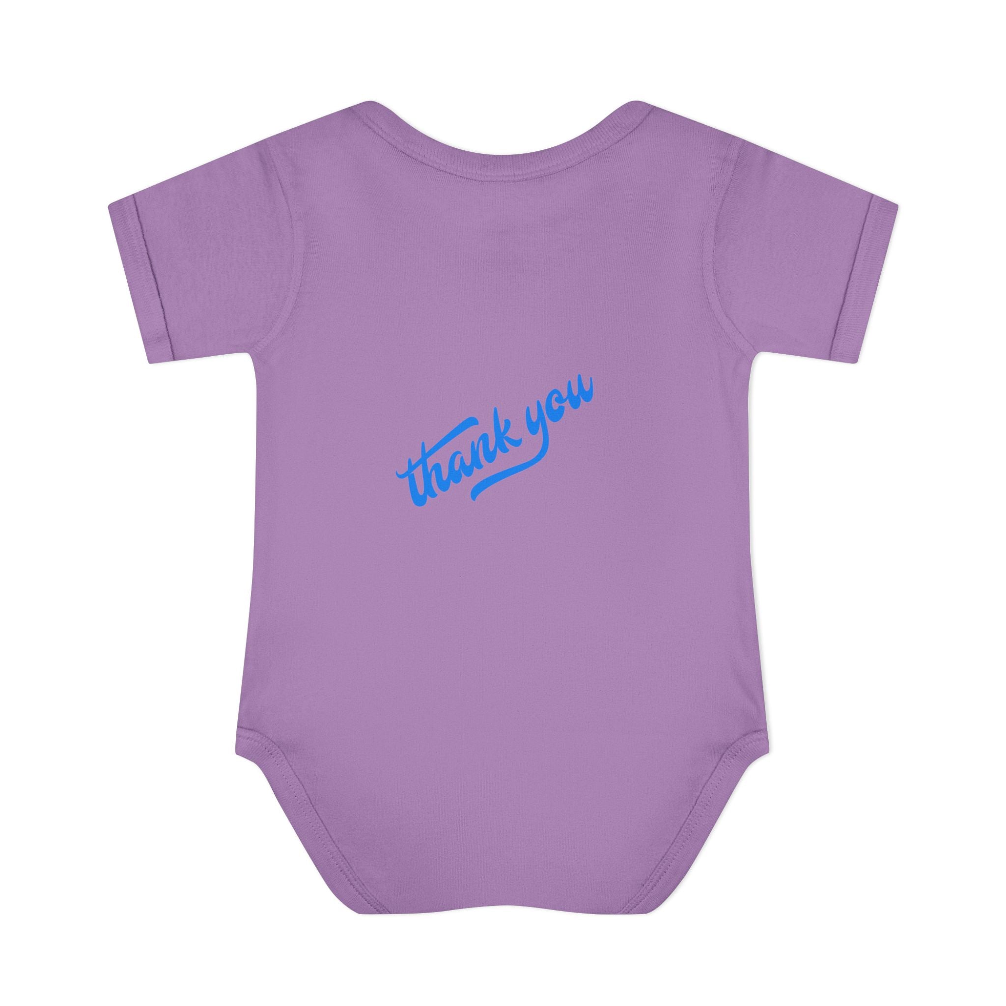 Infant Bodysuit — "Hey Baby Here, Watch Your Language" Cute Newborn Onesie (Back ‘Thank You’)