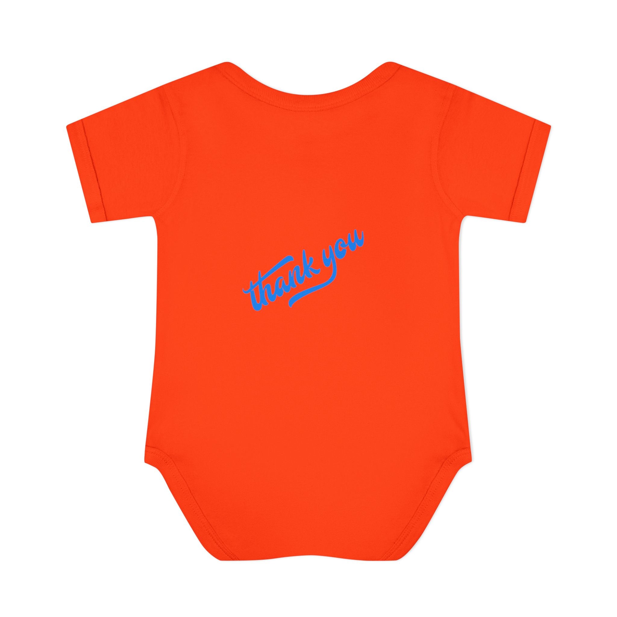Infant Bodysuit — "Hey Baby Here, Watch Your Language" Cute Newborn Onesie (Back ‘Thank You’)