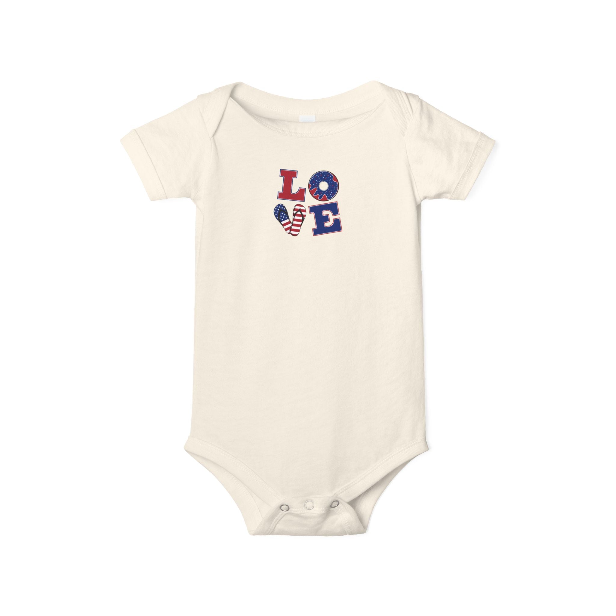 Infant Onesie - "LOVE" Patriotic Heart Baby Bodysuit