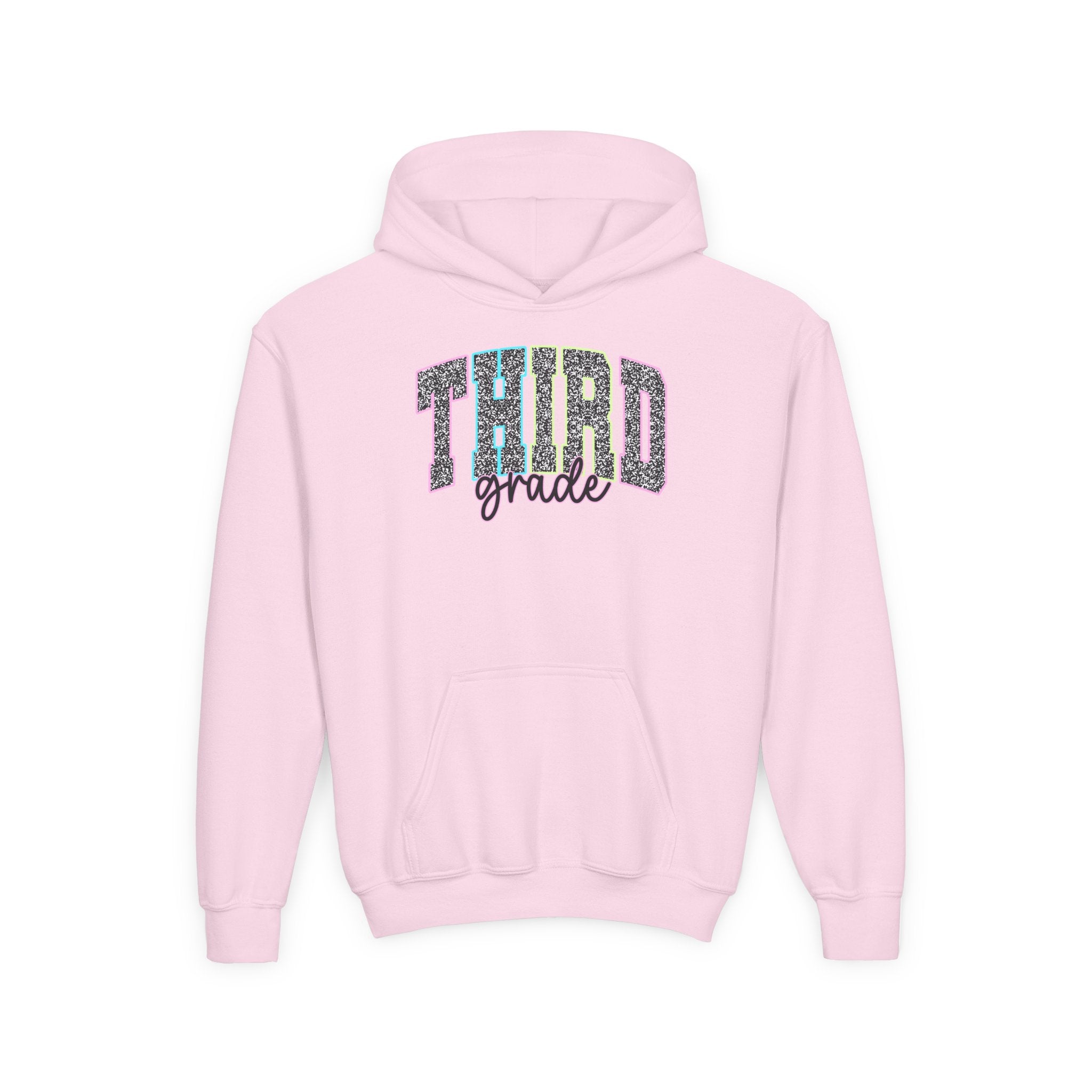 Third Grade Glitter Youth Hoodie — Back to School Pullover for Kids