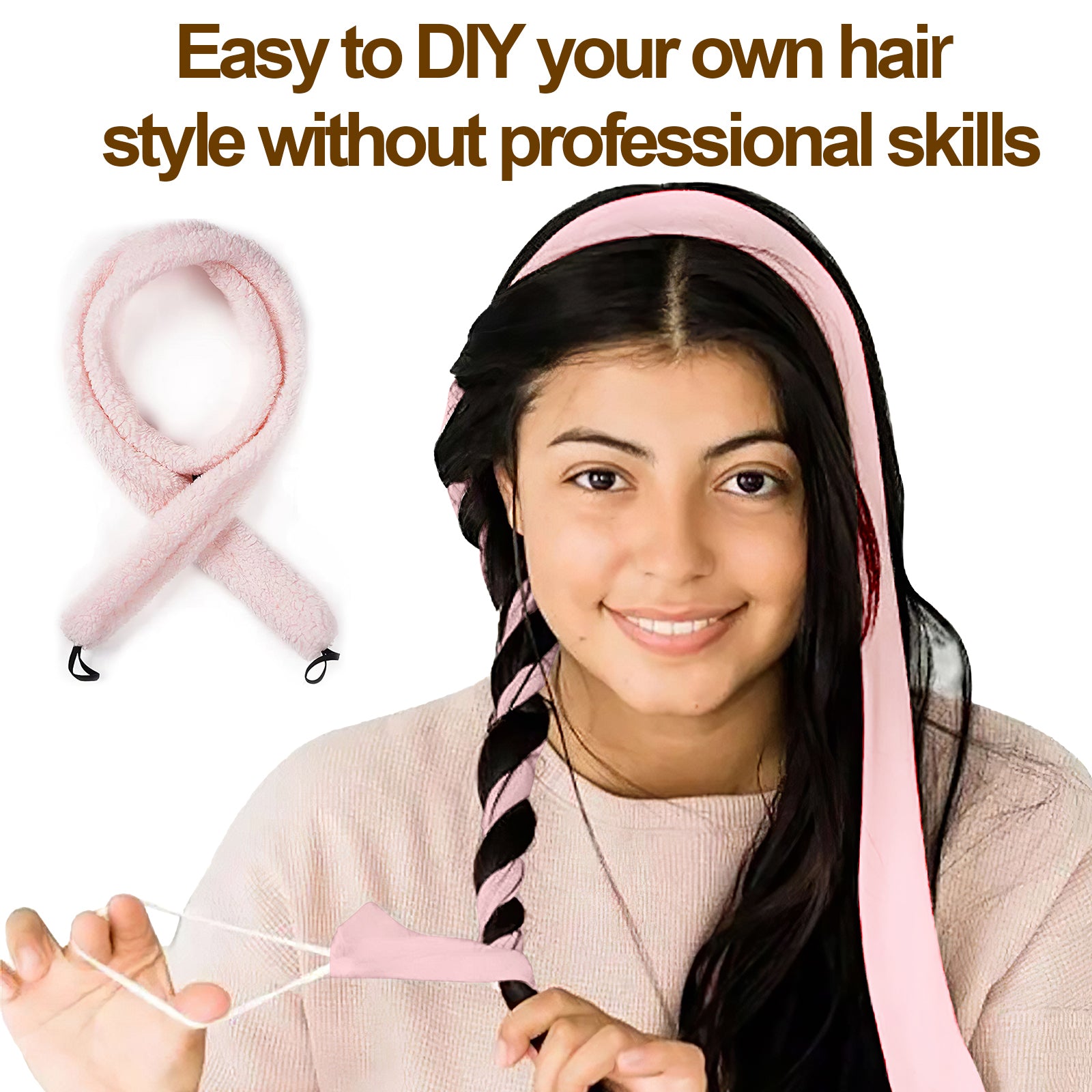 Satin Heatless Hair Curler, Lazy Natural Soft Wave DIY Heatless Curls For Sleep In Overnight, For All Hair Types