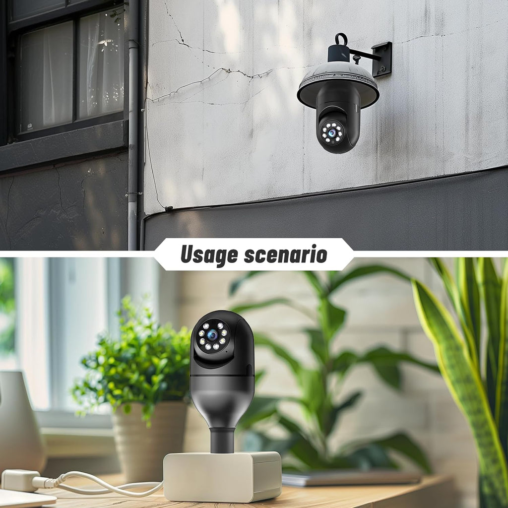 Light Bulb Security Camera 2.4GHz 5G WiFi Outdoor, 1080P E27 Light Socket Security Camera, Indoor 360 Home Security Cameras